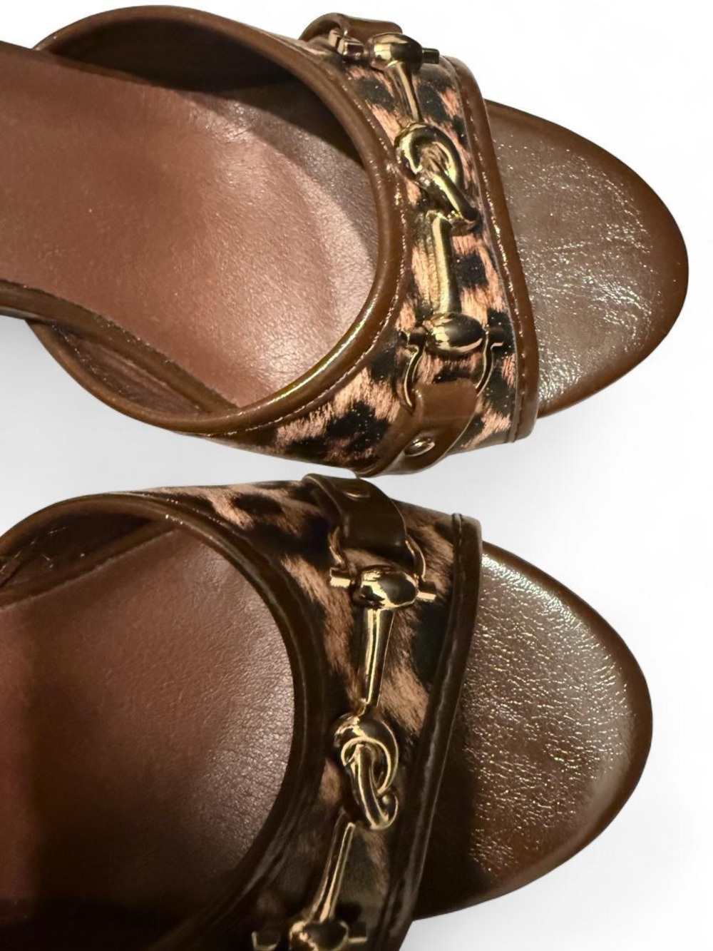 Women's Metallic Brown Slide Heels with Gold Bit Detail